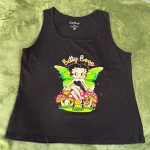 Betty Boop Black Graphic Tank Top🩵